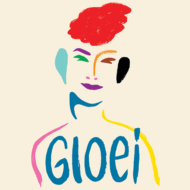 Gloei Illustratie: gekleurde verfstreken komen samen tot de vorm van een persoon